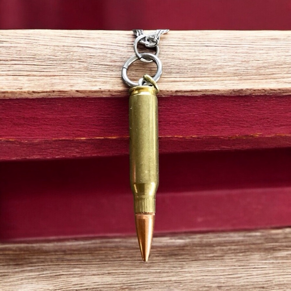 🆕308 Winchester Bullet with a 22 Caliber Bullet Slice Pendant Chain